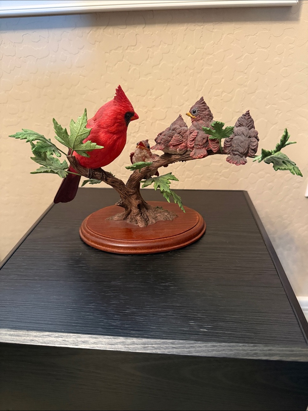 Red Cardinal Bird Family Figurine - Decorative Tree Branch - Picture 4 of 11